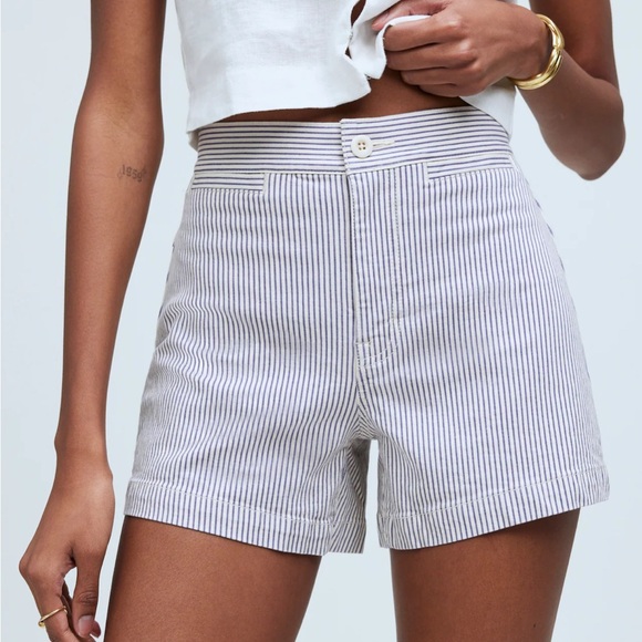 Madewell Pants - NEW Madewell The Emmett Short Welt Pocket Edition 25 Smoky Stripe High Rise $68